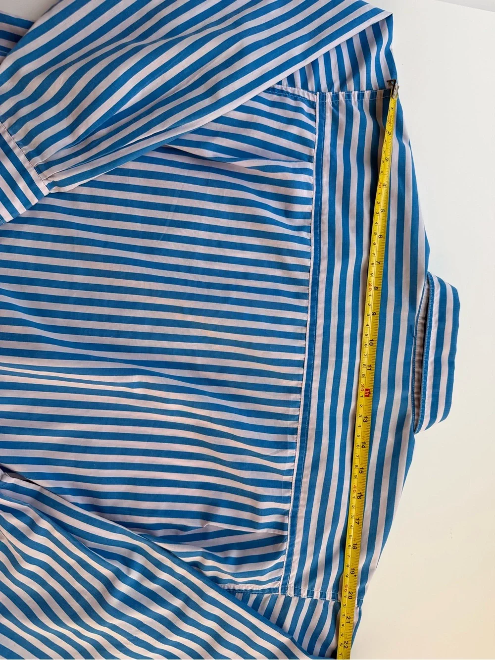 Vintage 90s Liz Thomas White & blue Striped Button Down Shirt with embroidery M - Picture 10 of 13